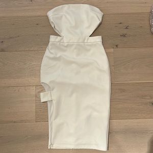 Strapless white tiger mist dress